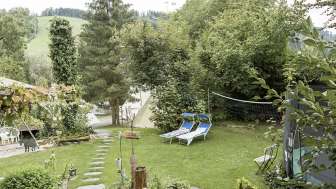 Garten, Trampoline, Baumhütte