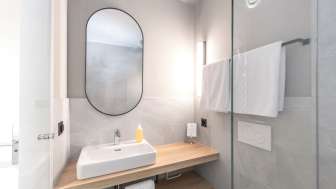 Badezimmer im Giessen Hotel & Coffeehouse